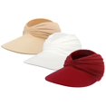 thumbnail image 2 of Helii Women Ponytail Sun Hat 3 Pack, Wide Brim Visor Crownless Breathable Elastic Polyester Cap with Twist Detail, Foldable Summer Beach Hat for Travel Running Red,One Size, 2 of 9