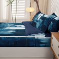 thumbnail image 5 of Homewish Blue Abstract Block Zipper Queen Comforter Set with Fitted Sheet and 2 Pillowcases,Geometric Artwork Zipper Bedding Set,Navy Blue Reversible,4pcs, 5 of 8