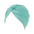 thumbnail image 1 of Linyer Muslim Turban Hijabs Caps Forehead Color Turbans Knot Hats Islamic Indian Bonnet Cotton Chemo Cancer Patients Headwear green, 1 of 4