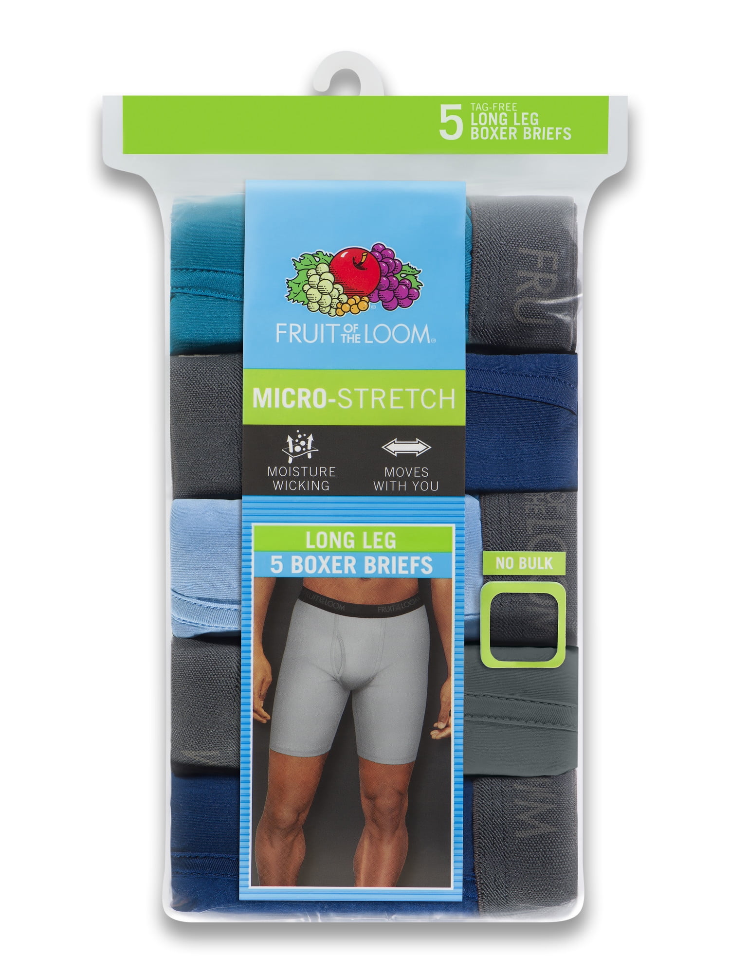 fruit of the loom men's breathable long leg boxer briefs