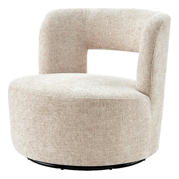 NPD Furniture Jazzlyn Fabric Swivel Accent Chair in Grenada Cream