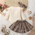 thumbnail image 7 of NOLDARES Baby Girl Fall Winter Outfit Romper Long Sleeve Bodysuit Skirt Sets 3Pcs Clothes(Beige,12-18 M), 7 of 7