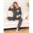 thumbnail image 4 of SWOMOG Women’s Pajamas Set Long Sleeve Top with Pants 2 Pieces Sleepwear Soft Modal Pj Set, 4 of 6