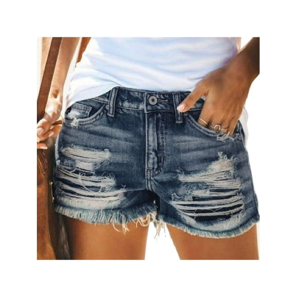 Colisha Cut Off Denim Shorts for Women Frayed Distressed Jean Short Pocket  Summer High Rise Ripped Hot Shorts Pant - Walmart.com