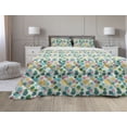 thumbnail image 1 of Geometrical Comforter & Sham Bedding Set, Abstract Colorful Repeating Pattern with Hexagons and Tiny Triangles, 3 pcs Duvet Set Microfiber Filling Quilt, 5 Sizes, Pale Green Multicolor, by Ambesonne, 1 of 4