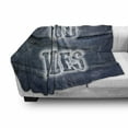 thumbnail image 3 of Chill Soft Flannel Fleece Throw Blanket, Inspiration Words on Wooden Planks with Grunge Scratched Display Relaxation, Cozy Plush for Indoor and Outdoor Use, 60" x 80", Dark Blue White, by Ambesonne, 3 of 6