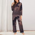thumbnail image 2 of Balery Dinosaur Moonlit Forest Conjunto de Pijama con Estampado para Mujer, Conjunto de Dos Piezas con Manga Larga, Ropa de Dormir Suave con Bolsillos, Pijamas Cómodos-Large, 2 of 7
