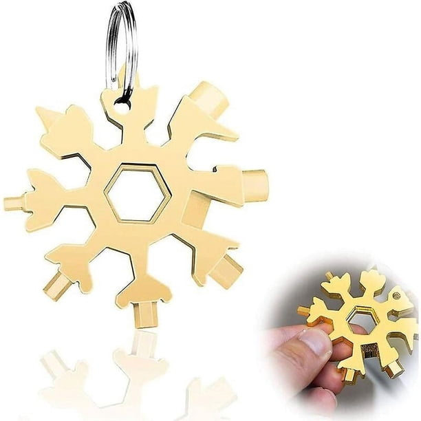 Herramienta portátil de copo de nieve, destornillador abridor de botellas, acero inoxidable portátil, acero inoxidable 18 en 1, llavero abridor de destornilladores, aventura multifun