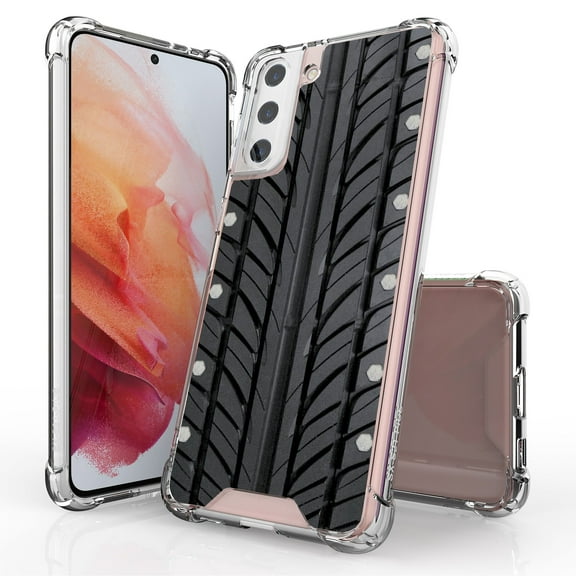 ANJ  Hybrid Slim Hard Back Cover Case Flexible Bumper for Samsung Galaxy S21 Plus - Tire Track