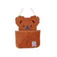 thumbnail image 1 of Hanging Organizer with Large Pocket Fluffy Bear Storage Bag with Love Heart Hook Kawaii Organization for Girls Room (Brown Bear), 1 of 5