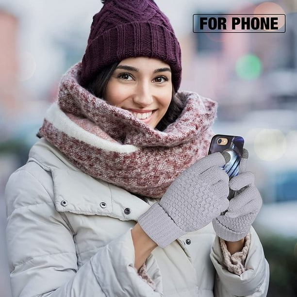 Gants chauds pour femme tricotés à la main, gants d'hiver chauds