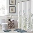 thumbnail image 3 of Floral Shower Curtain, Blue Watercolor Floral with Green Plants Botanical Bathroom Curtains for Bathtub Decor Machine Washable Waterproof Fabric with 12 Hooks, 3 of 6