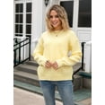 thumbnail image 5 of Women'S Long Sleeve Round Neck Pullover Sweater Bowknot Backless Knit Tops Yellow M, 5 of 9