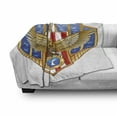 thumbnail image 3 of Eagle Soft Flannel Fleece Throw Blanket, Heraldic Illustration Freedom Gold Yellow Winged Eagle with Flag States, Cozy Plush for Indoor and Outdoor Use, 50" x 60", Multicolor, by Ambesonne, 3 of 6