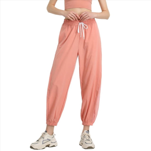 Pantalones Deportivos de Senderismo para Mujer, de Secado Rápido, con Cordón Ajustable, para Viajes Al Aire Libre, Yoga y Fitness. Rosa Peonía M