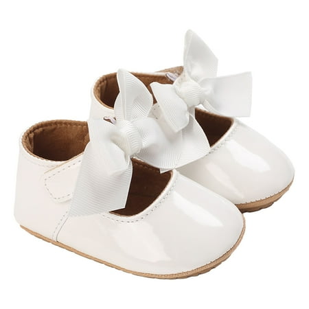 NOLDARES Toddler/Little Kid Girl s Dress Shoes Mary Jane Ballet Flats Flower Girl Wedding Party Ballerina Flat Shoes(White 6-12 Months)