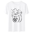 thumbnail image 1 of Moda para adultos, manga corta, cuello redondo, estampado, blusa informal, camiseta, tops, camisa Pompotops  hfajkhk141139, 1 of 5