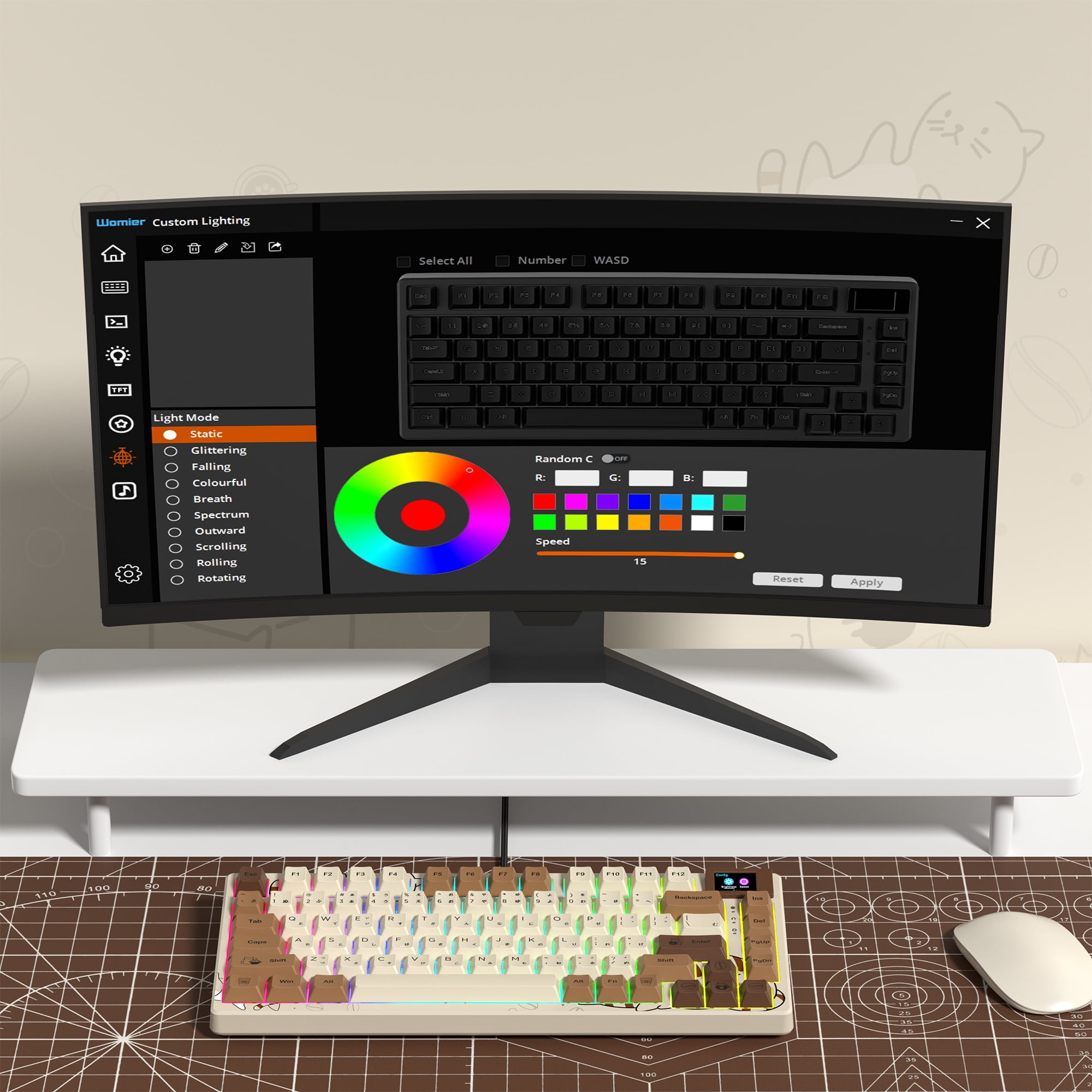 COSTOM Mechanical Keyboard,75% Gaming Keyboard RGB Custom Keyboard with Hot Swappable,Keyboard Driver and Multimedia Screen for Mac/Win, Coffee