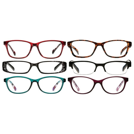 Equate 6-Pack Women's Bouquet Rectangular Reading Glasses - Variety Pack, +2.50