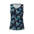thumbnail image 4 of Xecao Blue Butterfly print women's scoop neck, loose-fit workout tank tops for the gym., 4 of 9