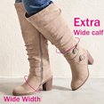 thumbnail image 3 of Love Steetly Women's Extra Wide Calf Knee High Boots, Slouchy Ruched Faux Leather, Double Buckle Accents, Chunky Block Heel Side Zipper Boots., 3 of 6