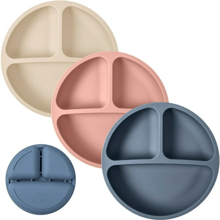 WeeSprout Divided Plates for Kids, 3 Pack