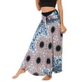 thumbnail image 2 of SWSMCLT Women's Boho Maxi Skirt Summer Beach Coverup Dress Flowy Swing Long Skirts Elastic Front Tie Waist Flowy Smocked High Waisted Pleated High Low Navy Blue Patterned1 Small-X-Large, 2 of 5