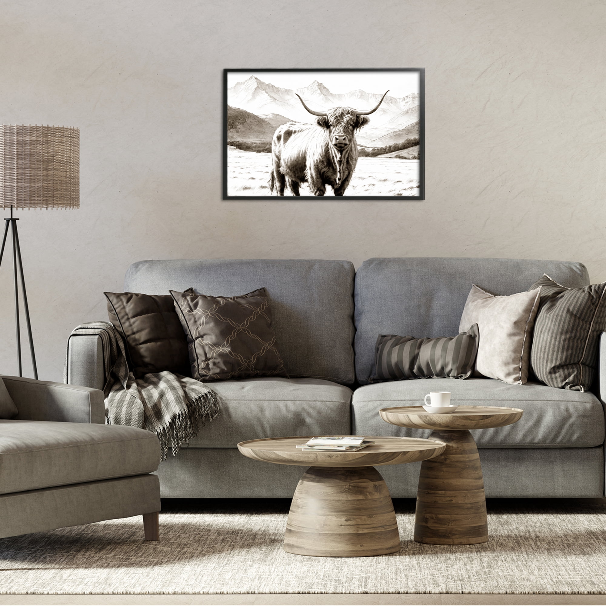Stupell Industries Highland Sepia Sketch Black Framed Giclee Art, design by Kim Allen