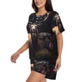 thumbnail image 3 of Womens Pajama Sets With Pocket, Regal Stag In Forest Lounge Sets Short Sleeve Sleepwear PJ Sets for Women, 3 of 6