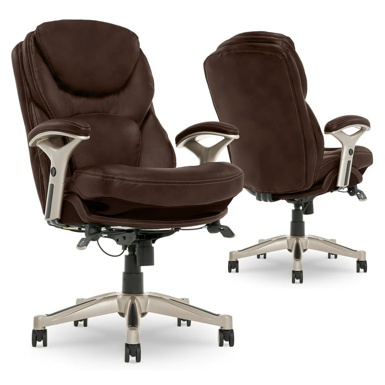 True wellness active lumbar 2024 black bonded leather managers chair