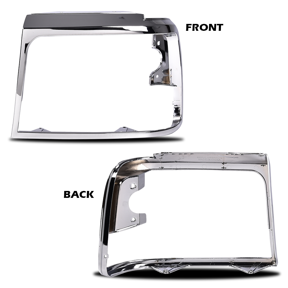 : New Front Grille Chrome Shell & Primed Insert + Head Light Trim  Door Right Passenger & Left Driver Side For 1992-1996 Bronco / 1992-1997  Ford F-150 F-250 F-350 Direct Replacement F4TZ8200A F2TZ13064C : Automotive