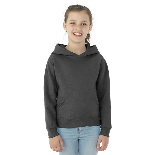 Jerzees Youth NuBlend Pull Over Hooded Sweatshirt, L, Black Heather
