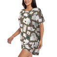 thumbnail image 3 of Womens Pajama Sets With Pocket, envelope Pattern travel Lounge Sets Short Sleeve Sleepwear PJ Sets for Women, 3 of 6