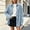Blue, variant on IUYRTFE Women's Retro Button Down Denim Jacket Long Sleeve Collared Shacket with Pockets Casual Oversized Outerwear