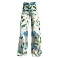 thumbnail image 4 of IDALL Wide Leg Pants Woman Lounge Pants Women Woman High Waist Floral Patterned Pants Lightweight Loose Fit Casual Colorful Trouser Imitation Jeans Baggy Pants High Waisted Pants Sky Blue 2XL, 4 of 4
