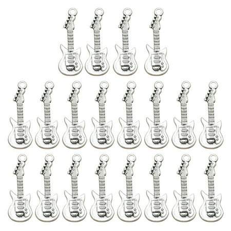 

NUOLUX 20PCS Vintage Alloy Guitar Pendants Charms DIY Jewelry Making Accessory for Necklace Bracelet (Antique Silver)