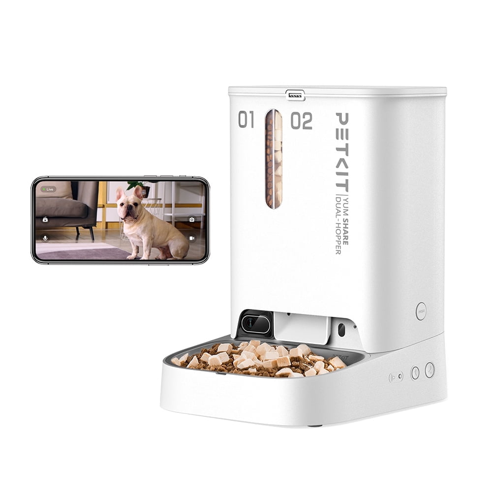 PETKIT 5L YumShare Dual-hopper Automatic Feeder with Camera, for Cats&Dogs, 2.4G WiFi, 1080P with APP Control for Remote Feeding