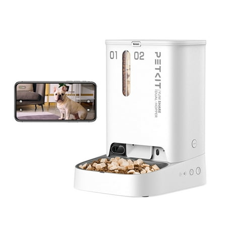 PETKIT 5L YumShare Dual-hopper Automatic Feeder with Camera for Cats&Dogs 2.4G WiFi 1080P with APP Control for Remote Feeding