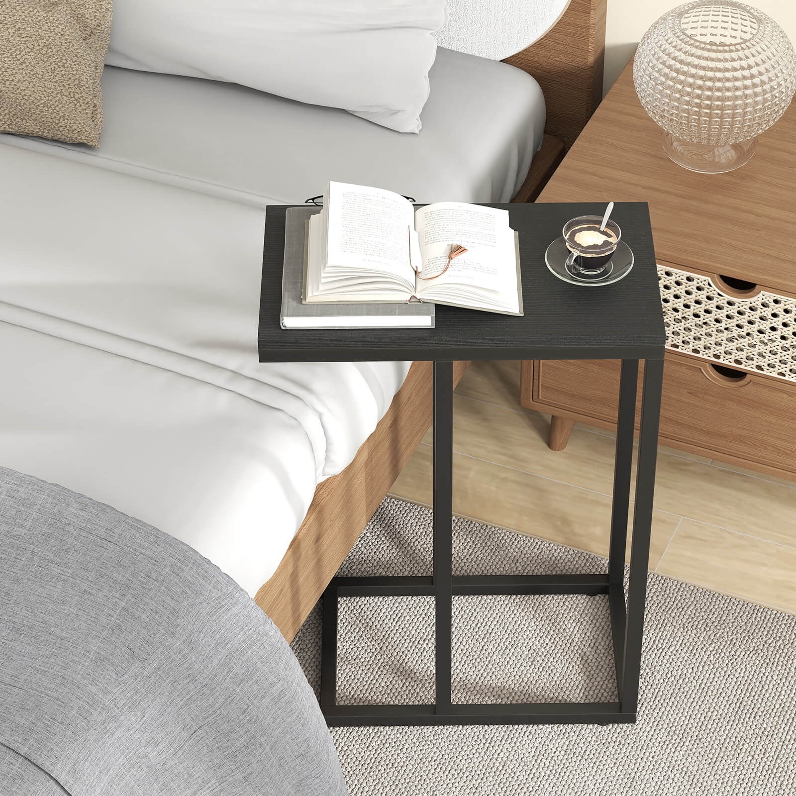 Costway Coffee Tray Sofa Side End Table Ottoman Couch Console Stand TV Lap Snack Black