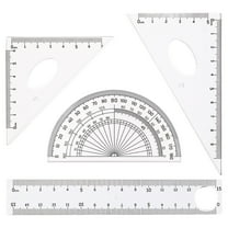 4-Piece Ruler Set with Protractor and Triangular Measuring Tools - Ideal for Classroom Projects and Home Study - Transparent Design for Clear Measurements - Quality Craftsmanship