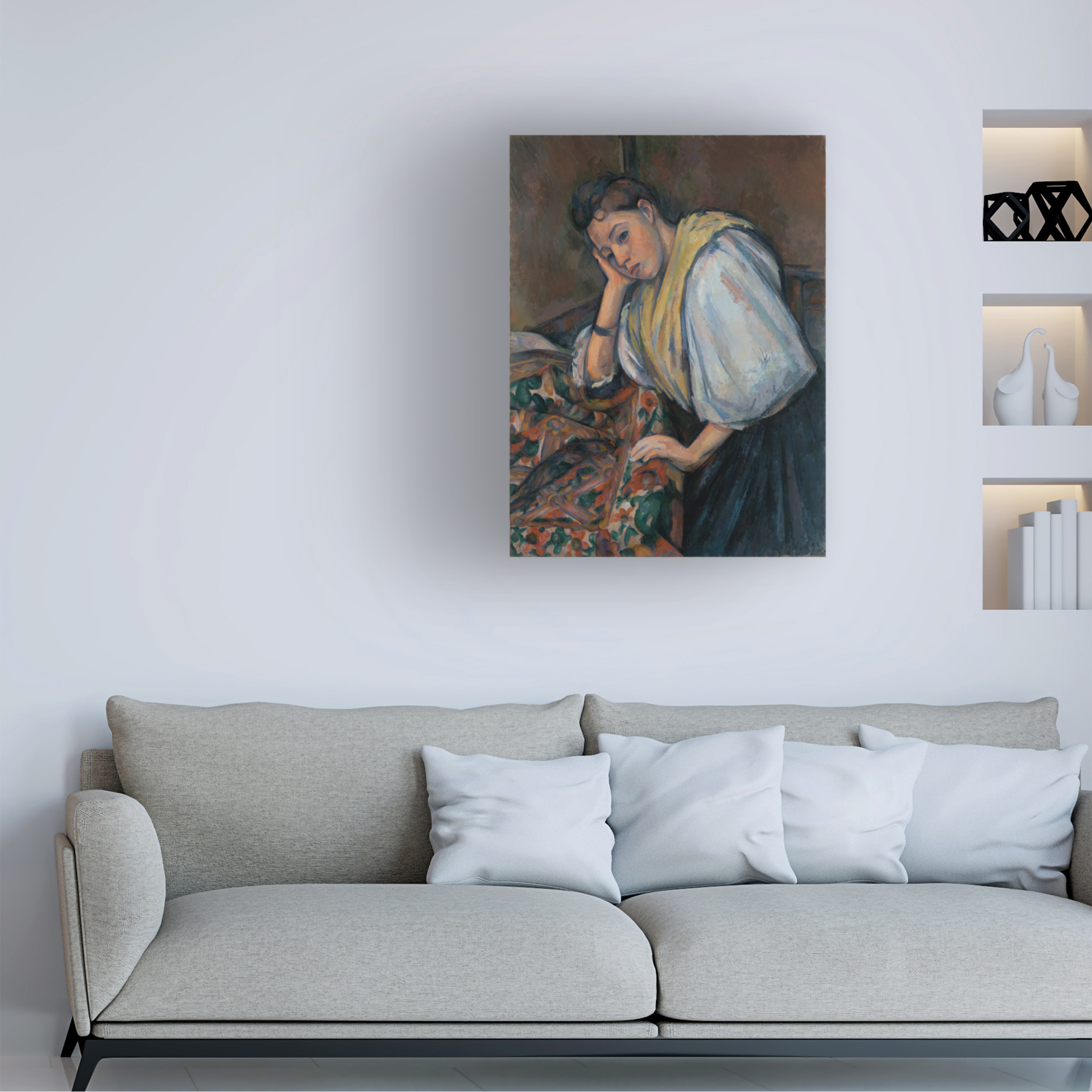 Cezanne 'Young Italian Woman At A Table' Canvas Art