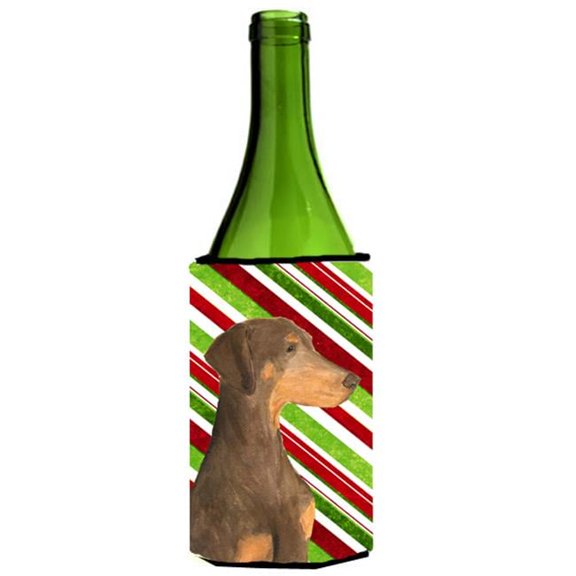 Doberman Candy Cane Holiday Christmas Wine Bottle Hugger - 24 oz.