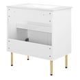 thumbnail image 5 of Modway Chaucer 30" Wood & Rattan Bathroom Vanity with Adjustable Shelf in White, 5 of 16