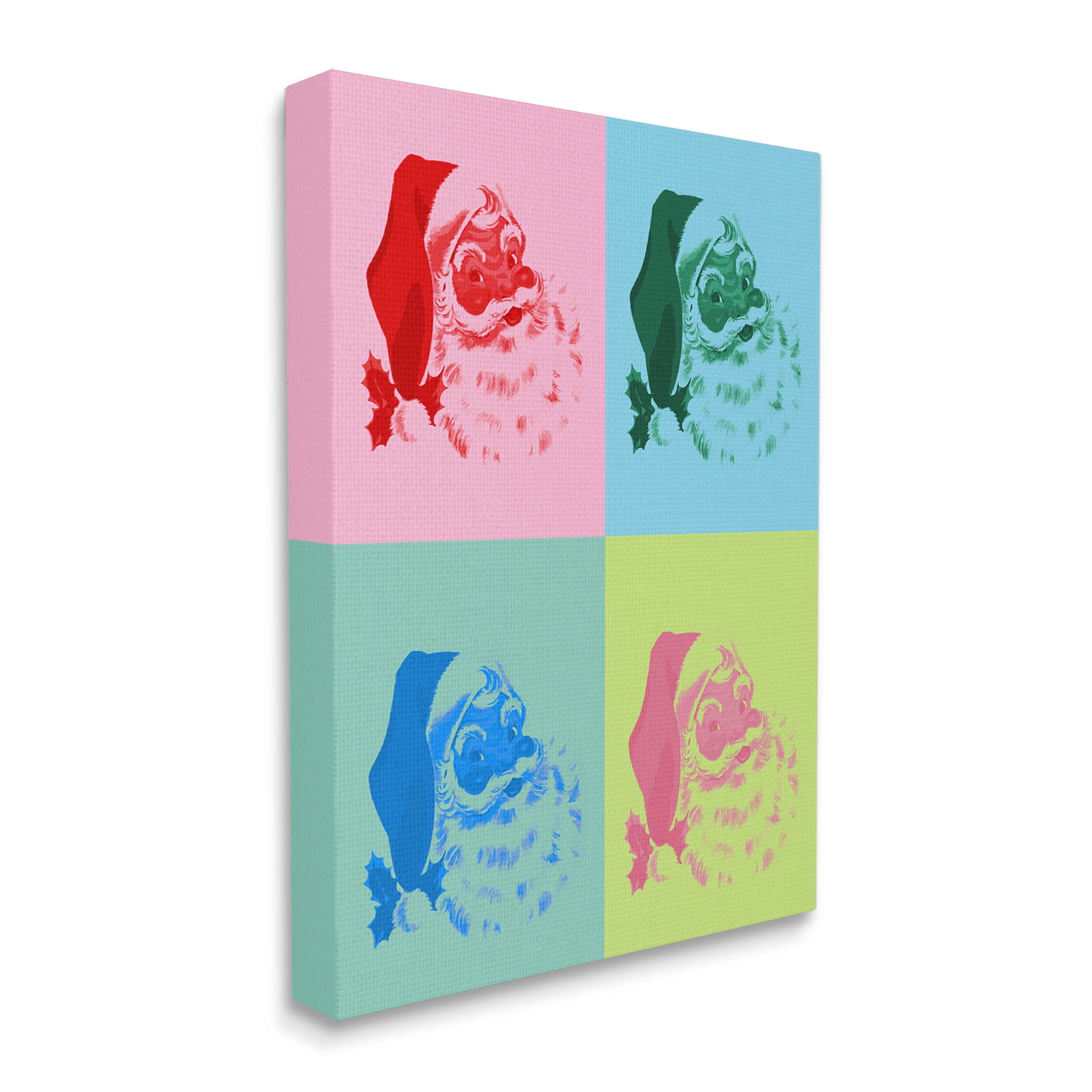 Pop Style Christmas Santa Holiday Graphic Art Gallery Wrapped Canvas Print Wall Art