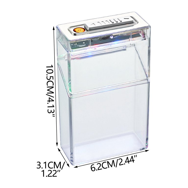 Clear Light Up Cigarette Case with Lighter,USB Lighters 2 in 1 Clear  Removable,Portable Cigarette CaseWith Tungsten Filament Lighter USB  Charging, Best Birthday Christmas Gifts for Women Men