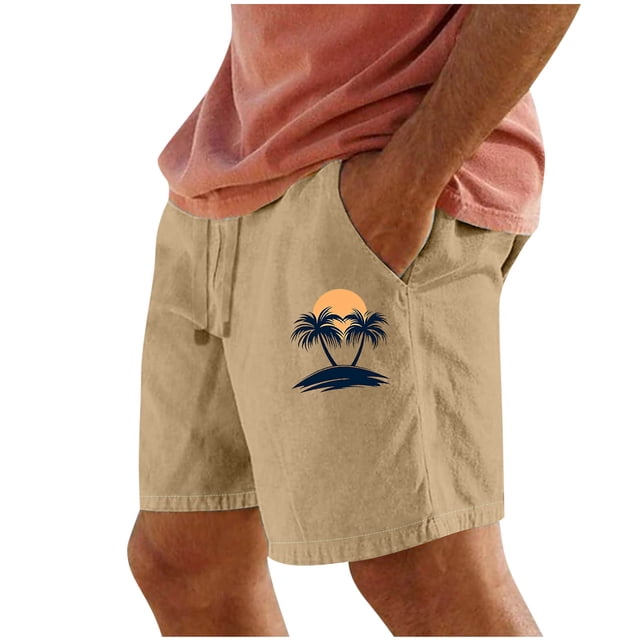 Pantalones Cortos para Hombre de Cintura Elástica con Bolsillos Impresos Pantalones Cortos Rectos, Pantalones Deportivos Casuales con Cintura Elástica