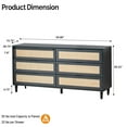 thumbnail image 4 of Furtivusia 6 Drawer Double Dresser for Bedroom, Chest of Drawers with Rattan Drawers, Wooden Dresser Storage Cabinet for Living Room, Black, 4 of 7