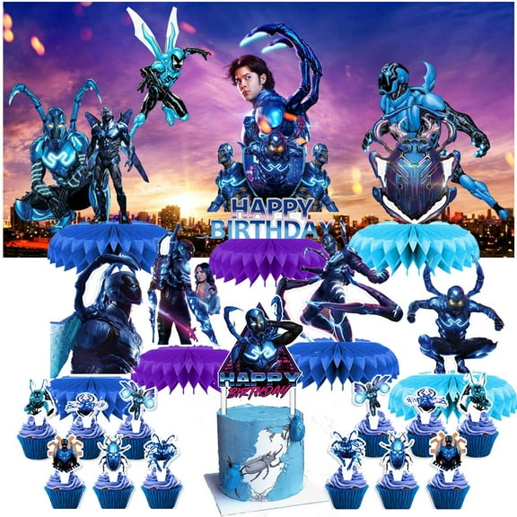 Blue Beetle Party Decorations Decor Supplies Honeycomb Centerpieces Table Toppers Cake Toppers for Birthday Photo Props