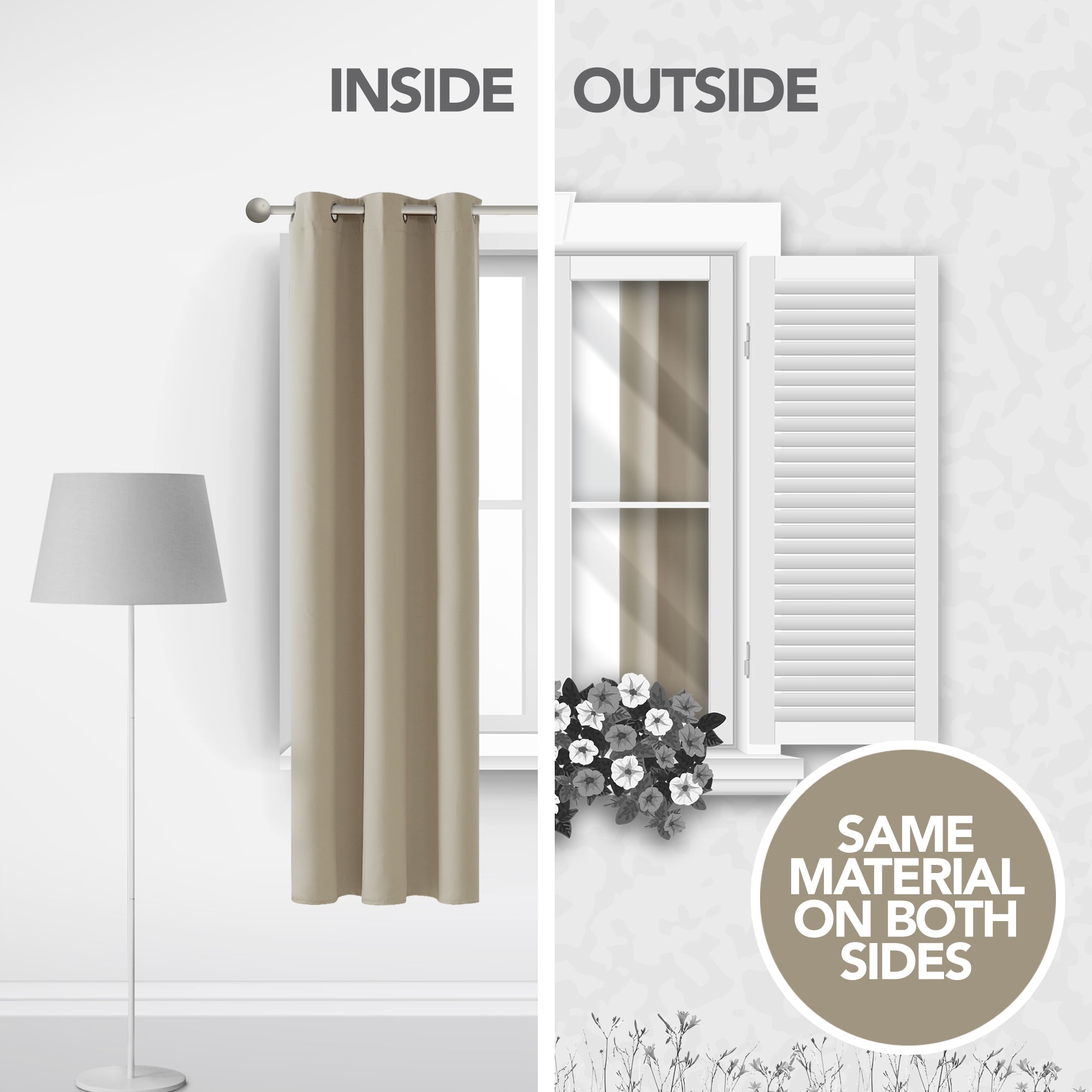 Deconovo Beige Room Darkening Curtains for Living Room Set of 2, Thermal Insulated Noise Reducing Drapes for Bedroom, 42"x72"