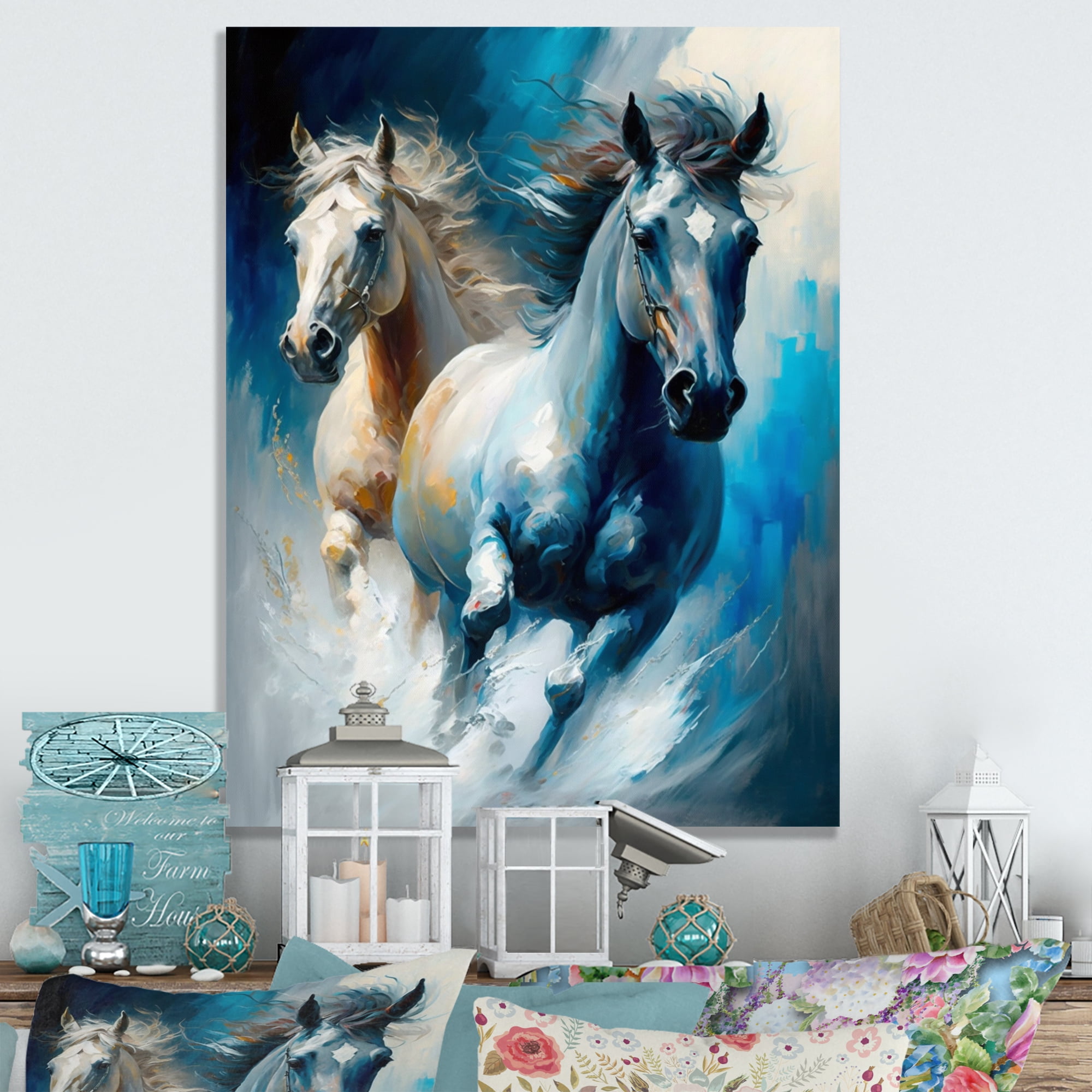 Designart Two Horses Running III Canvas Wall Art